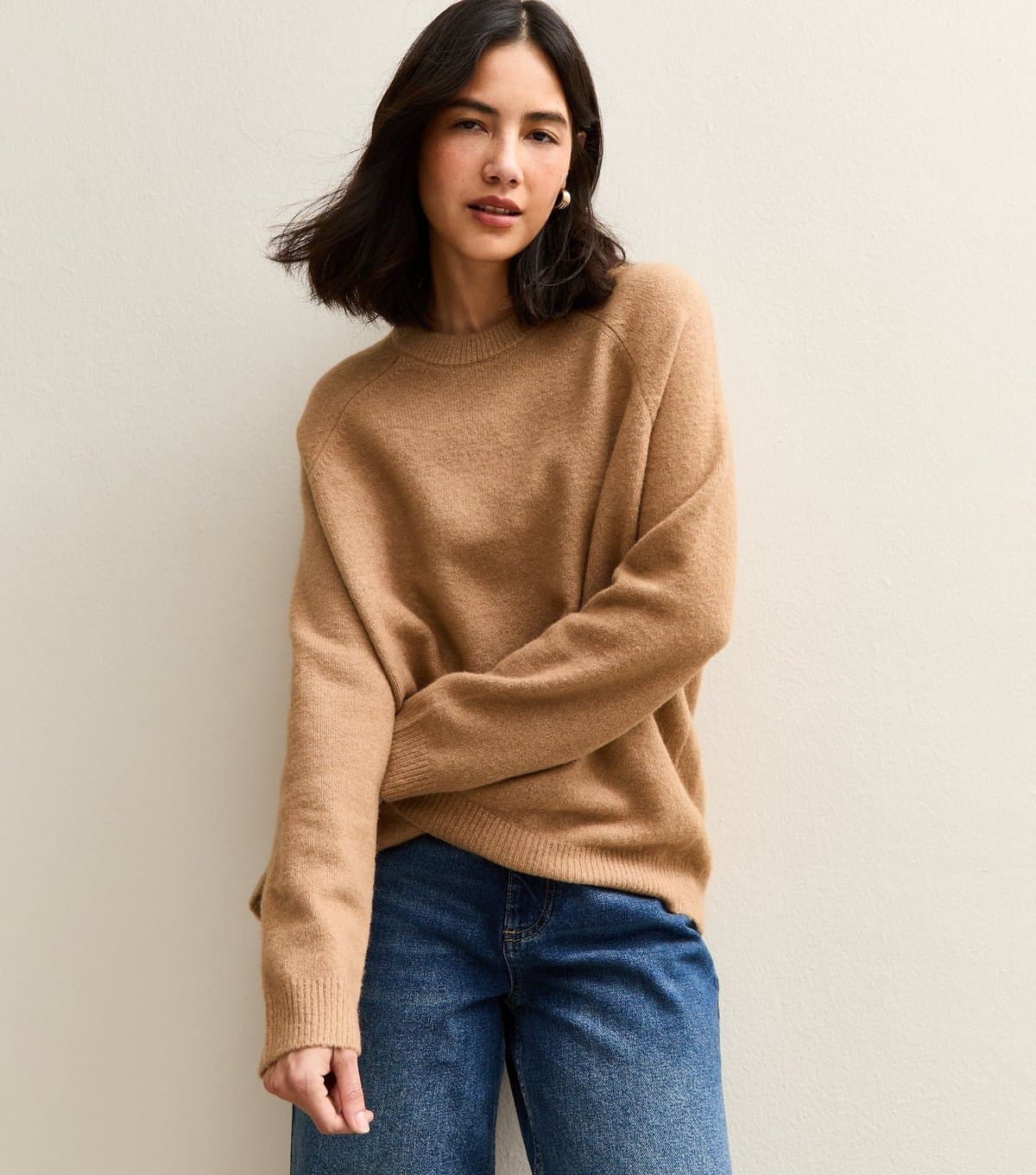 New Look New Look Camel Crew Neck Oversized Knit Jumper