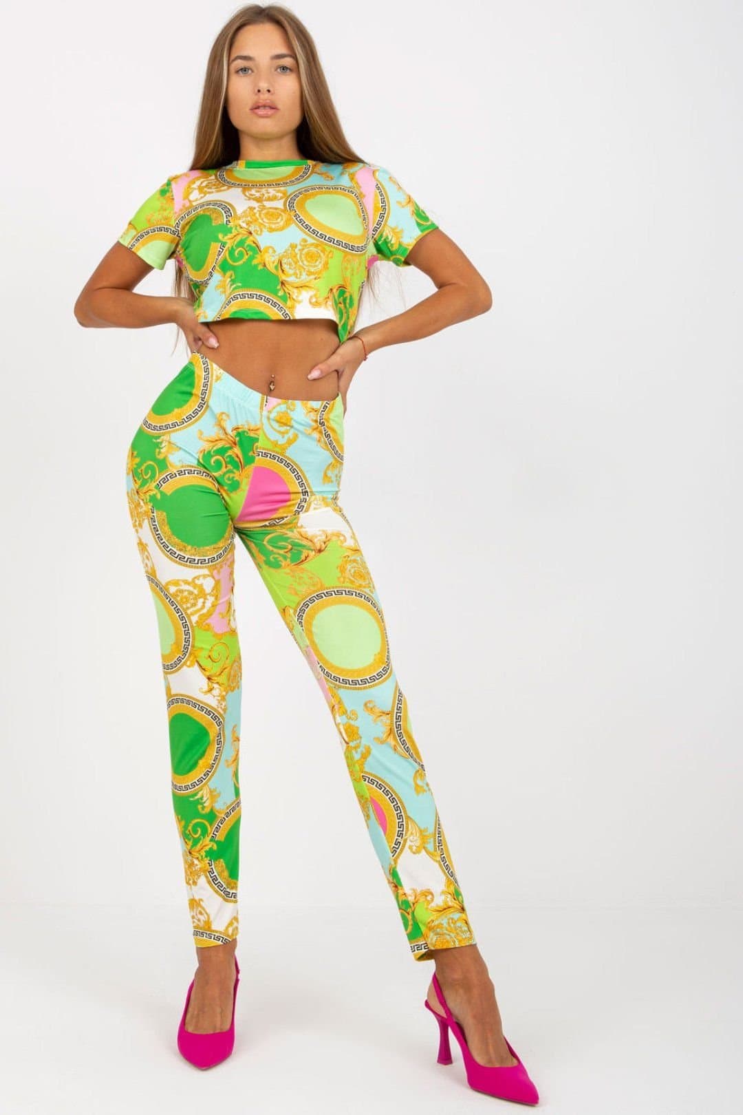 Love Lace Love Lace Women's Summer T-Shirt & High Waist Leggings in Green
