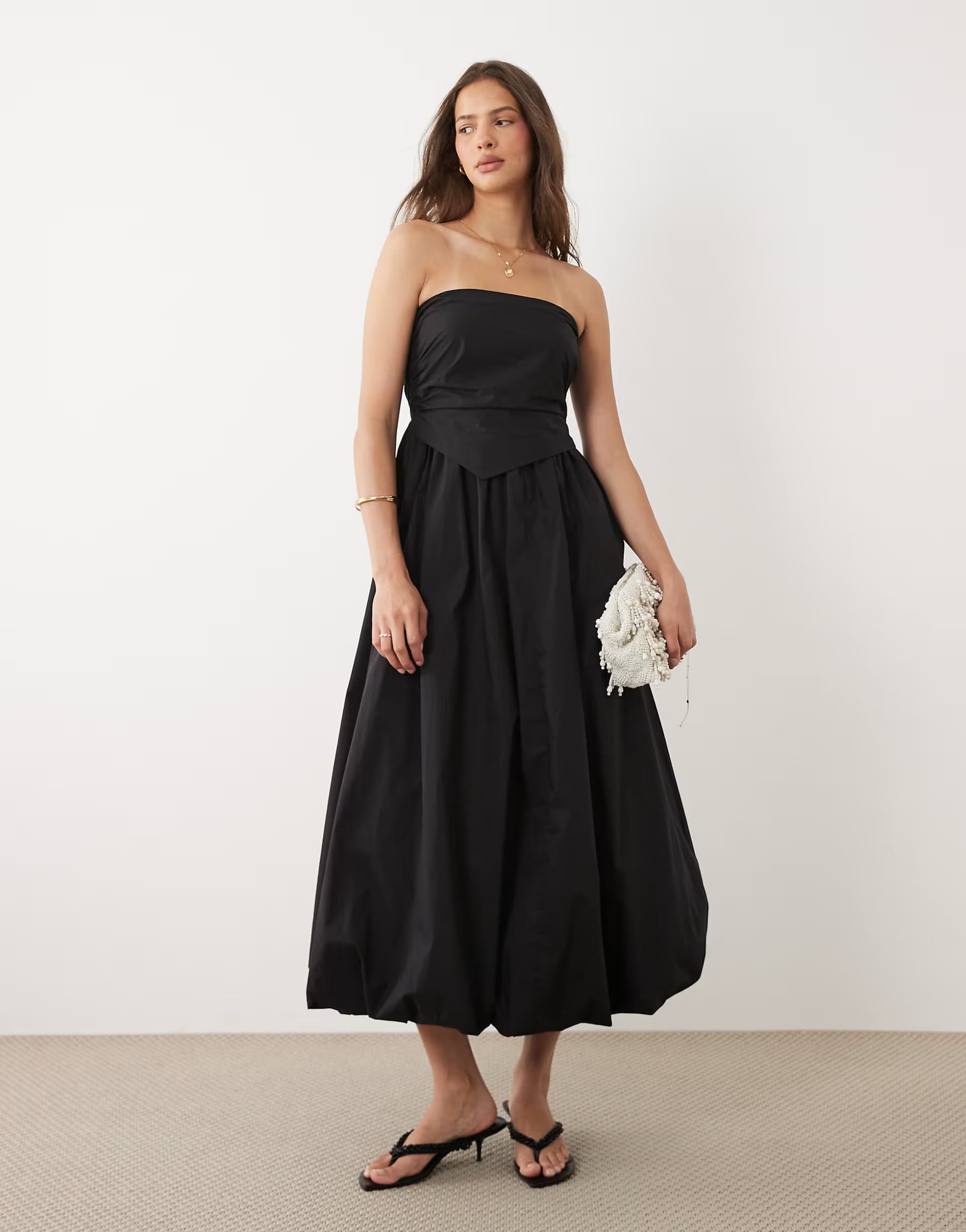 ASOS ASOS DESIGN bandeau ruched midi dress in black