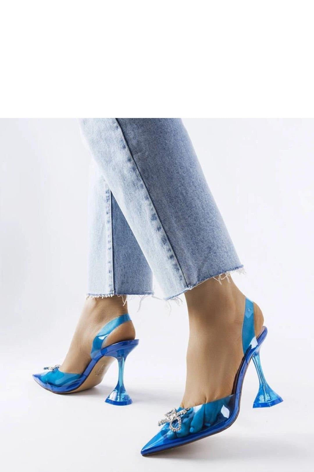 Love Lace Love Lace Women's Transparent High Heel Pumps Summer Slip On with Beige Sole in Blue