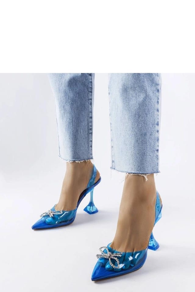 Love Lace Love Lace Women's Transparent High Heel Pumps Summer Slip On with Beige Sole in Blue - 2