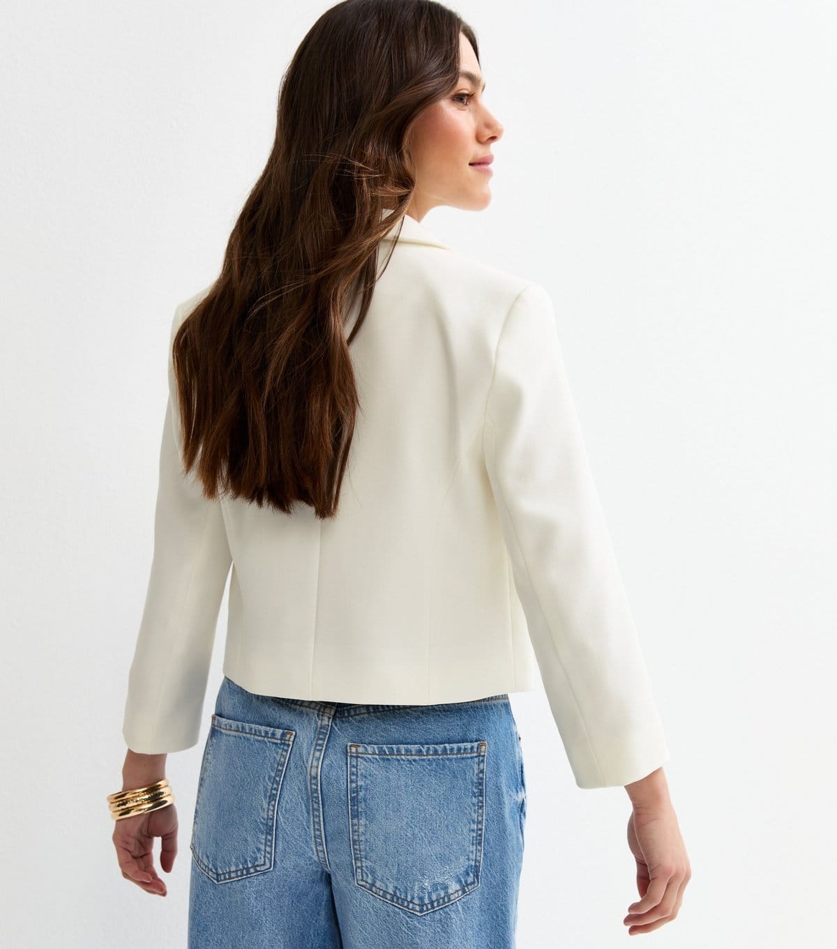 New Look Women's Petite Off White Cropped Blazer New Look - 4