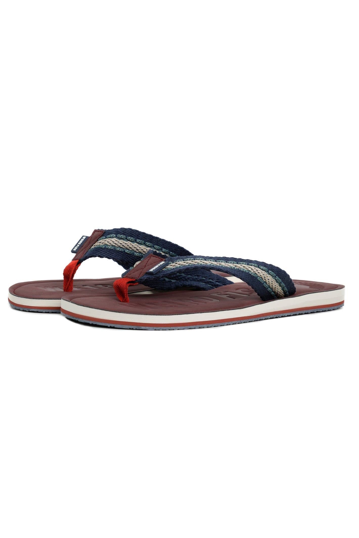 Weird Fish Weird Fish Men's Malham Leather Look Flip Flops in Maroon
