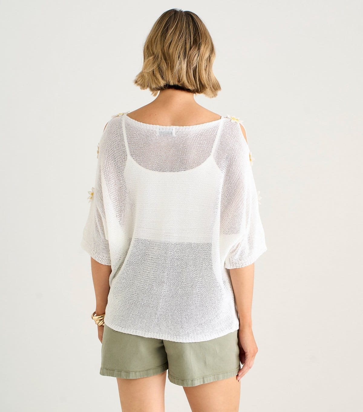 Gini London Women's White Daisy Applique Crochet Top Gini London New Look - 4