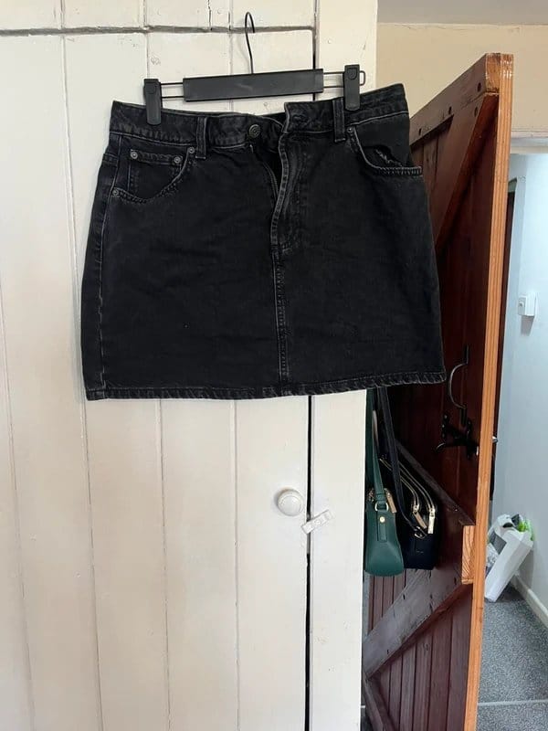ASOS DESIGN Washed Black Denim Mini Skirt