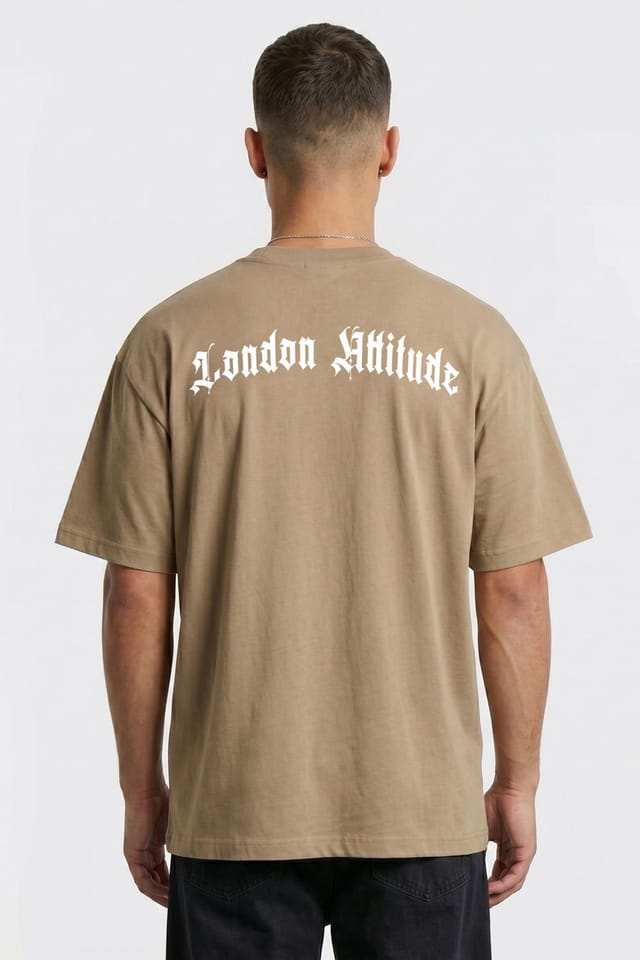 LONDON ATTITUDE LONDON ATTITUDE Men's Original Creators Doberman Oversized Heavyweight T-Shirt in Light Sand - 2