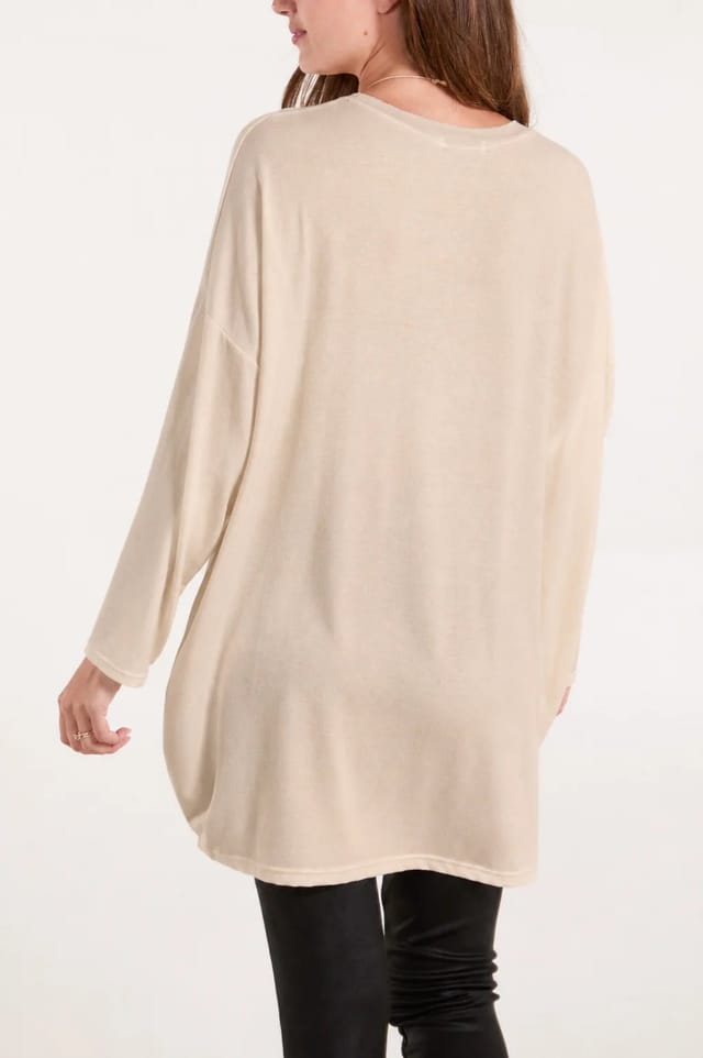 Blue Vanilla Cut And Sew Knit Tunic Top - 2