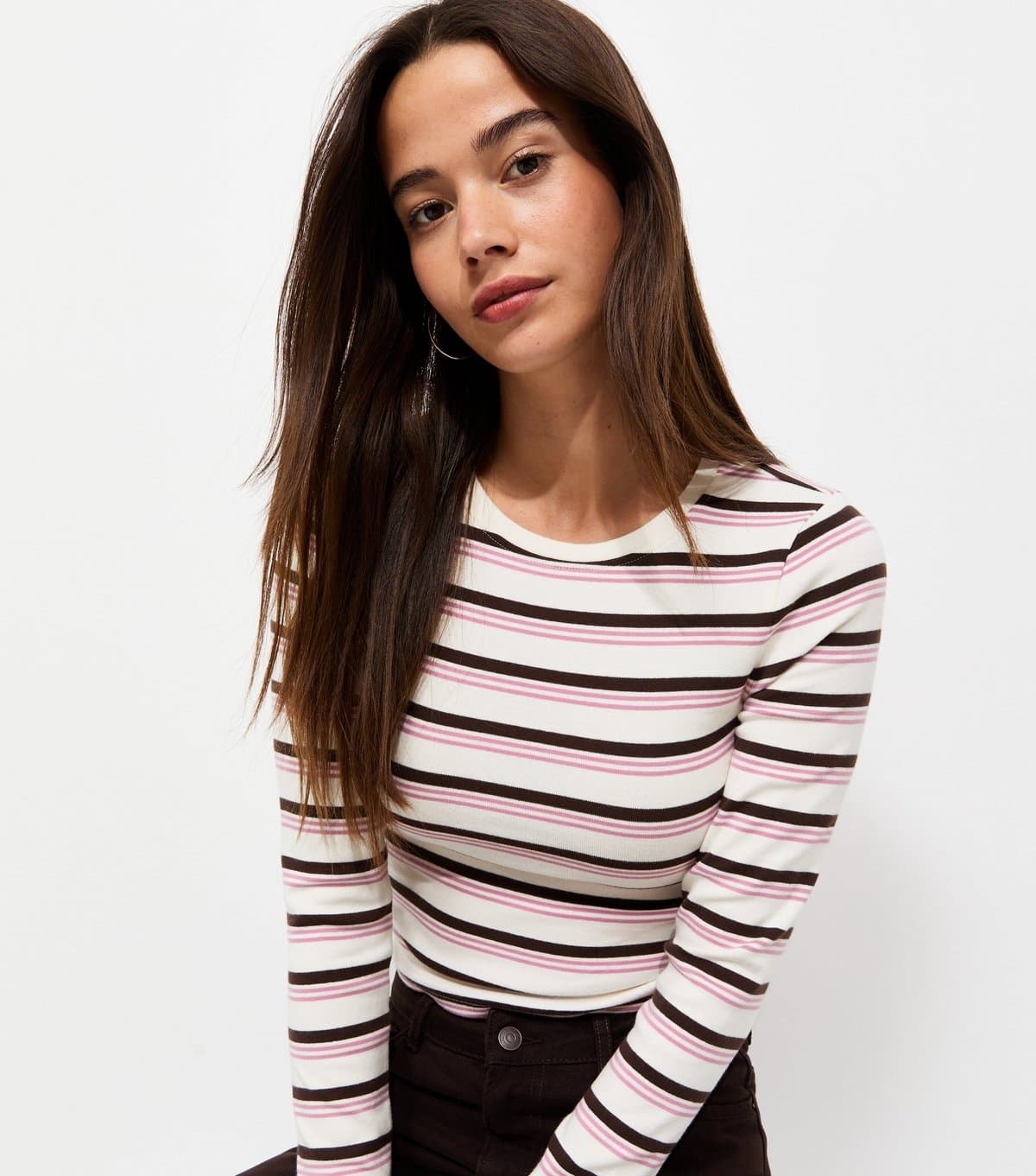 New Look New Look Cream Rich Cotton Striped Long Sleeve Baby Tee