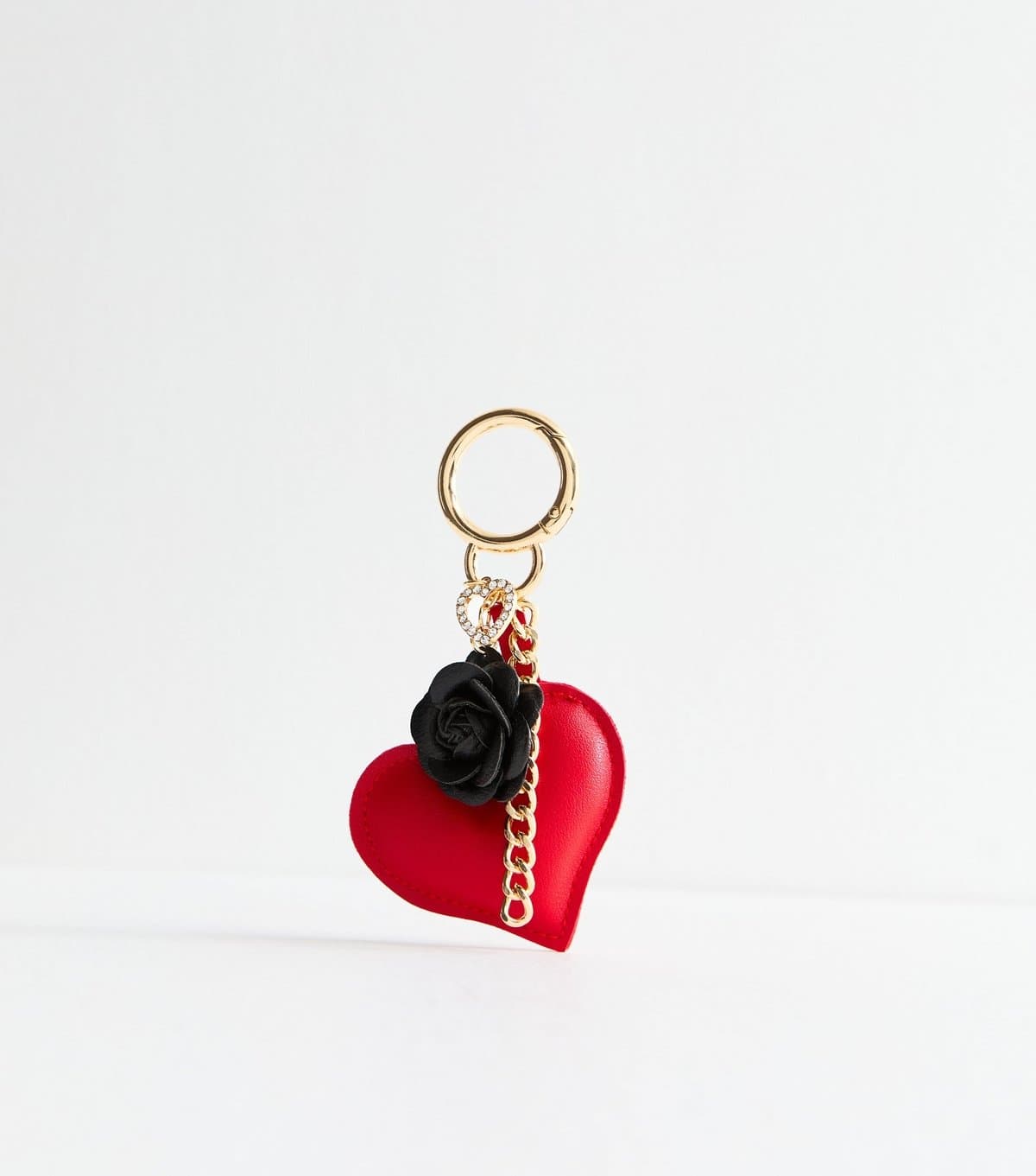 New Look New Look Red Diamanté Faux Leather Heart Bag Charm
