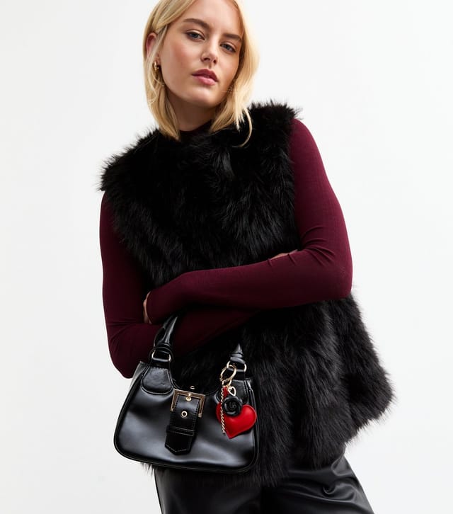 New Look Red Diamanté Faux Leather Heart Bag Charm New Look - 2