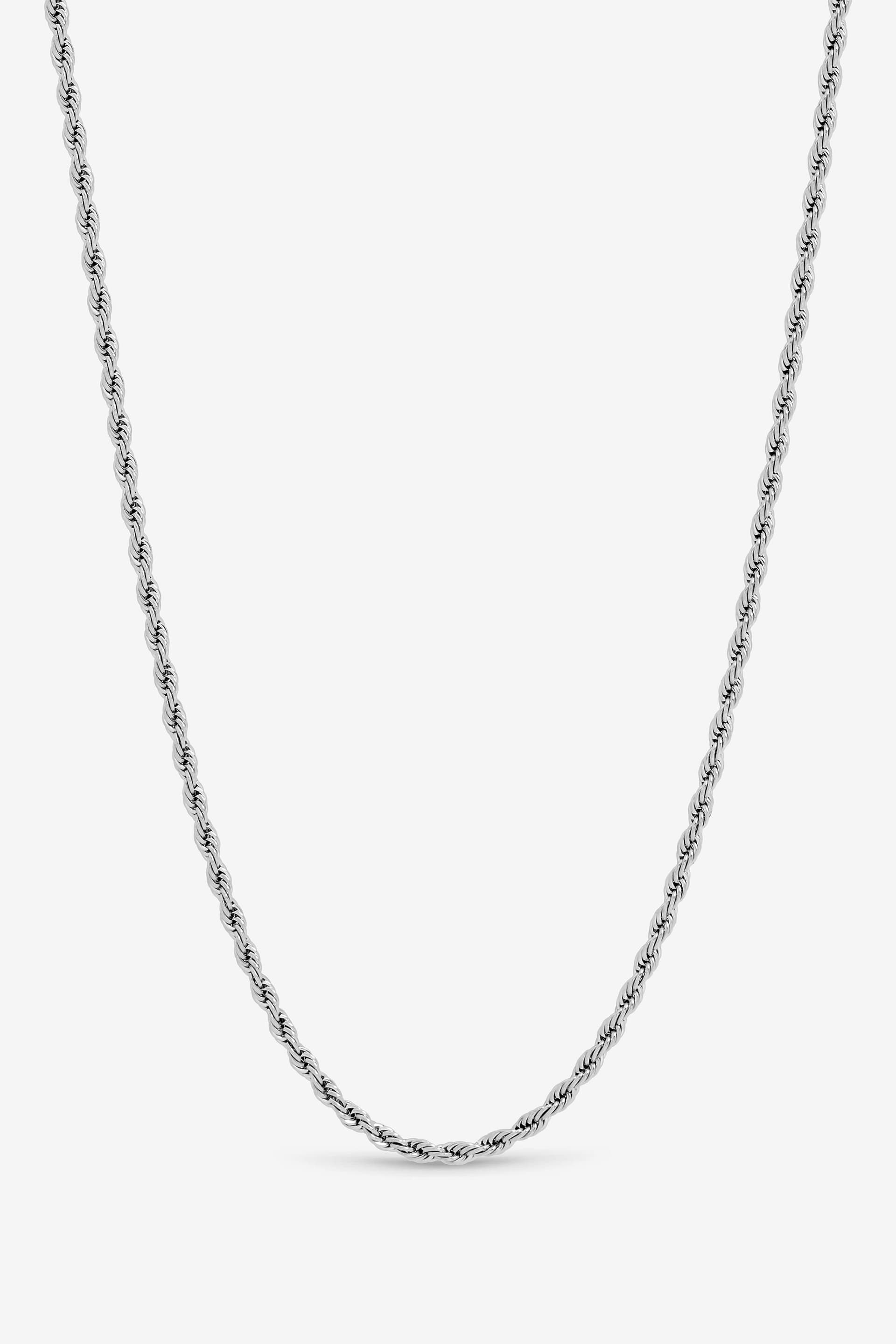 Inicio Inicio Men's Steel Waterproof Twist Rope Necklace - Silver