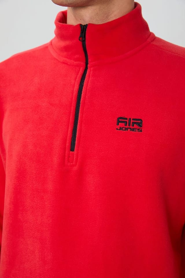 Tommy Life Tommy Life Men's Plush Half-Zip Sweatshirt in Red - 3