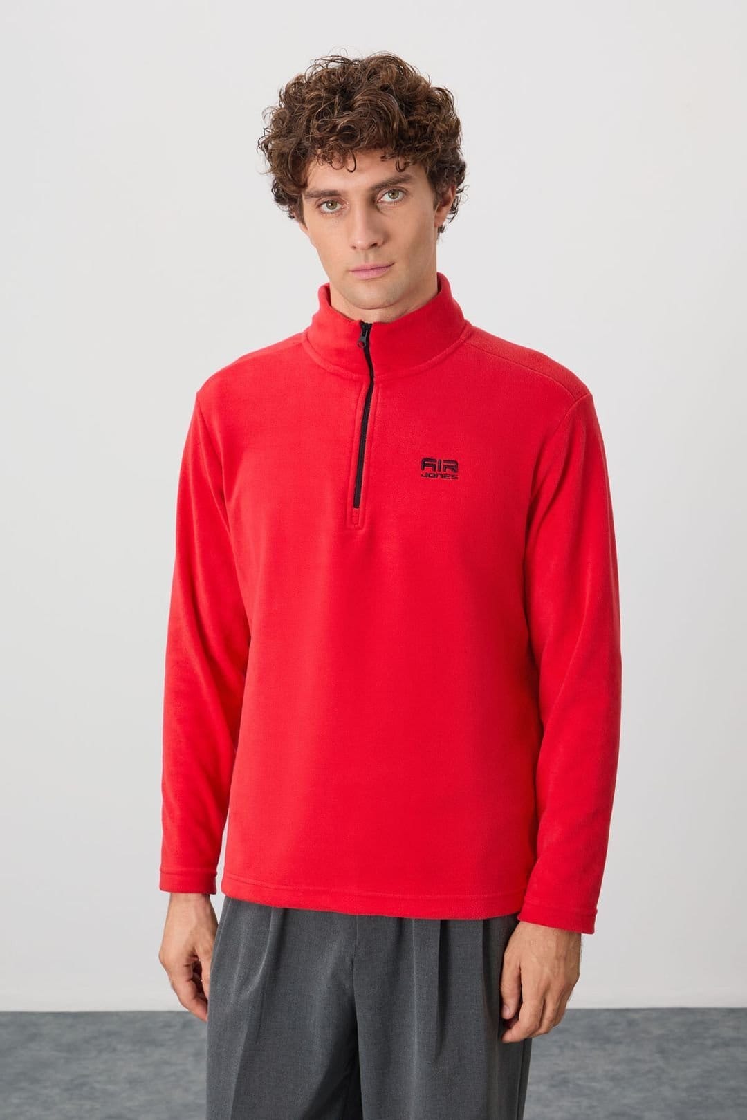 Tommy Life Tommy Life Men's Plush Half-Zip Sweatshirt in Red - 4