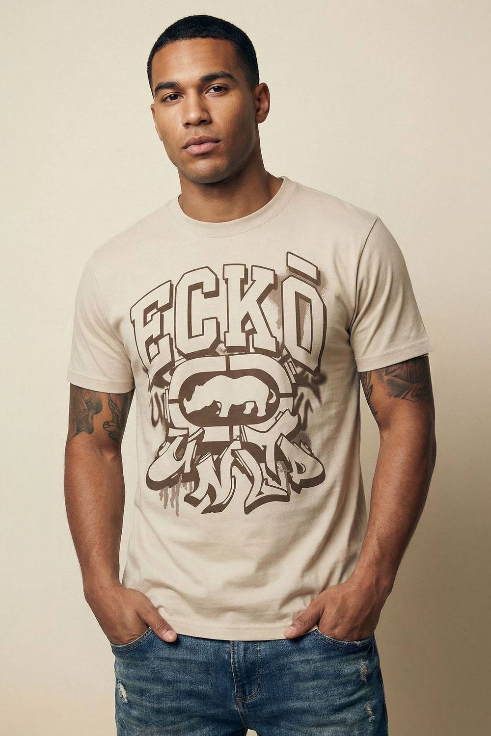 Ecko Untld. Ecko Untld. Men's Spray T-Shirt in Natural - 2
