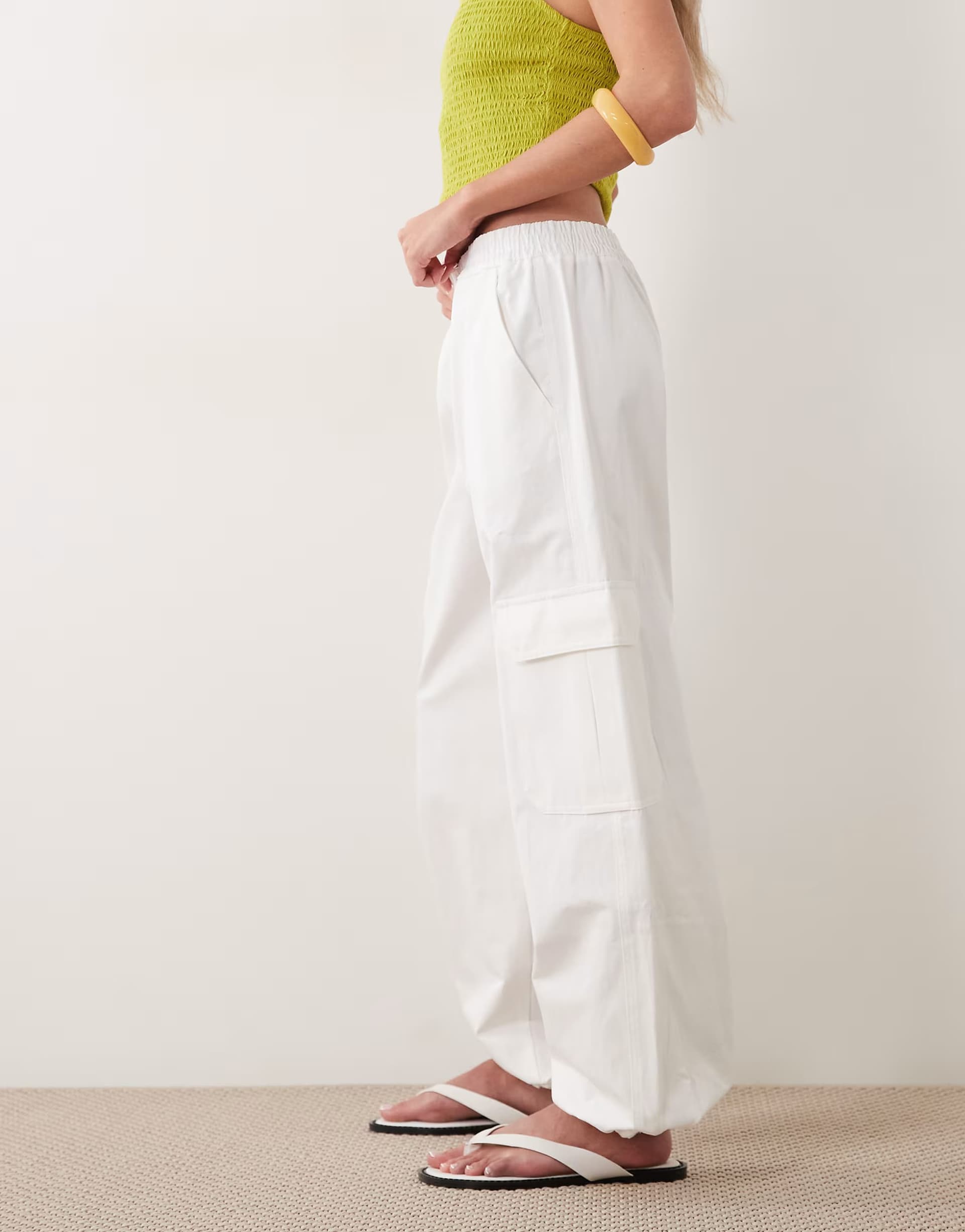 ASOS Mango 100% cotton utility jogger in white