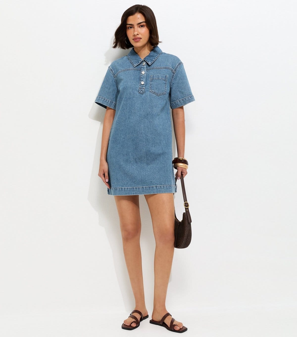 New Look Blue Denim Mini Tunic Dress