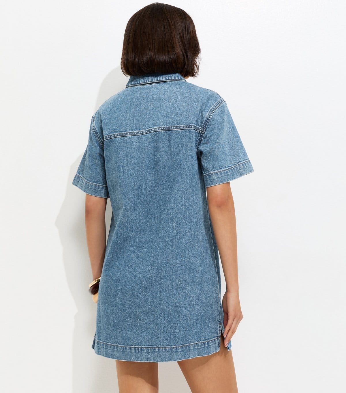 New Look Women's Blue Denim Short Sleeve Tunic Dress New Look - 4