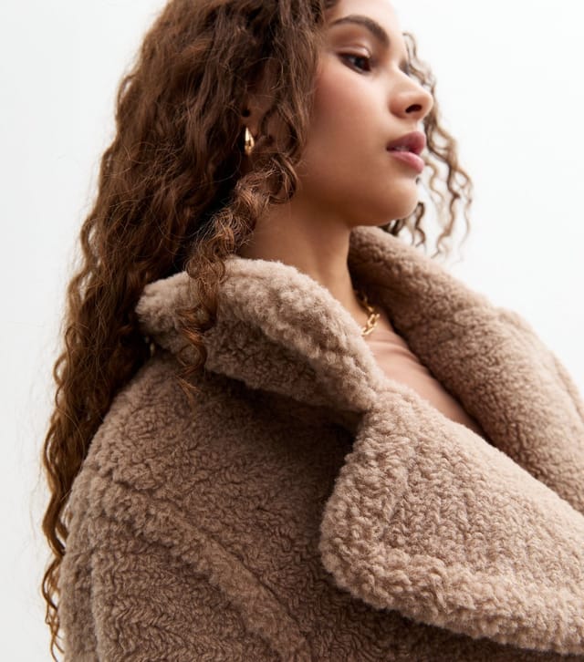 New Look Women's Tan Oversized Fluffy Borg Longline Coat New Look - 2