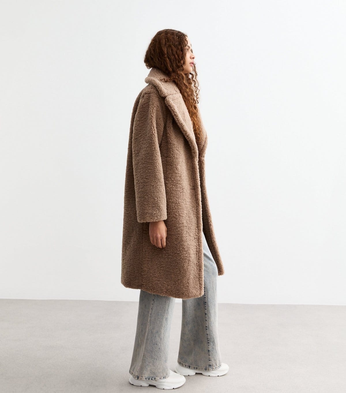 New Look Women's Tan Oversized Fluffy Borg Longline Coat New Look - 4