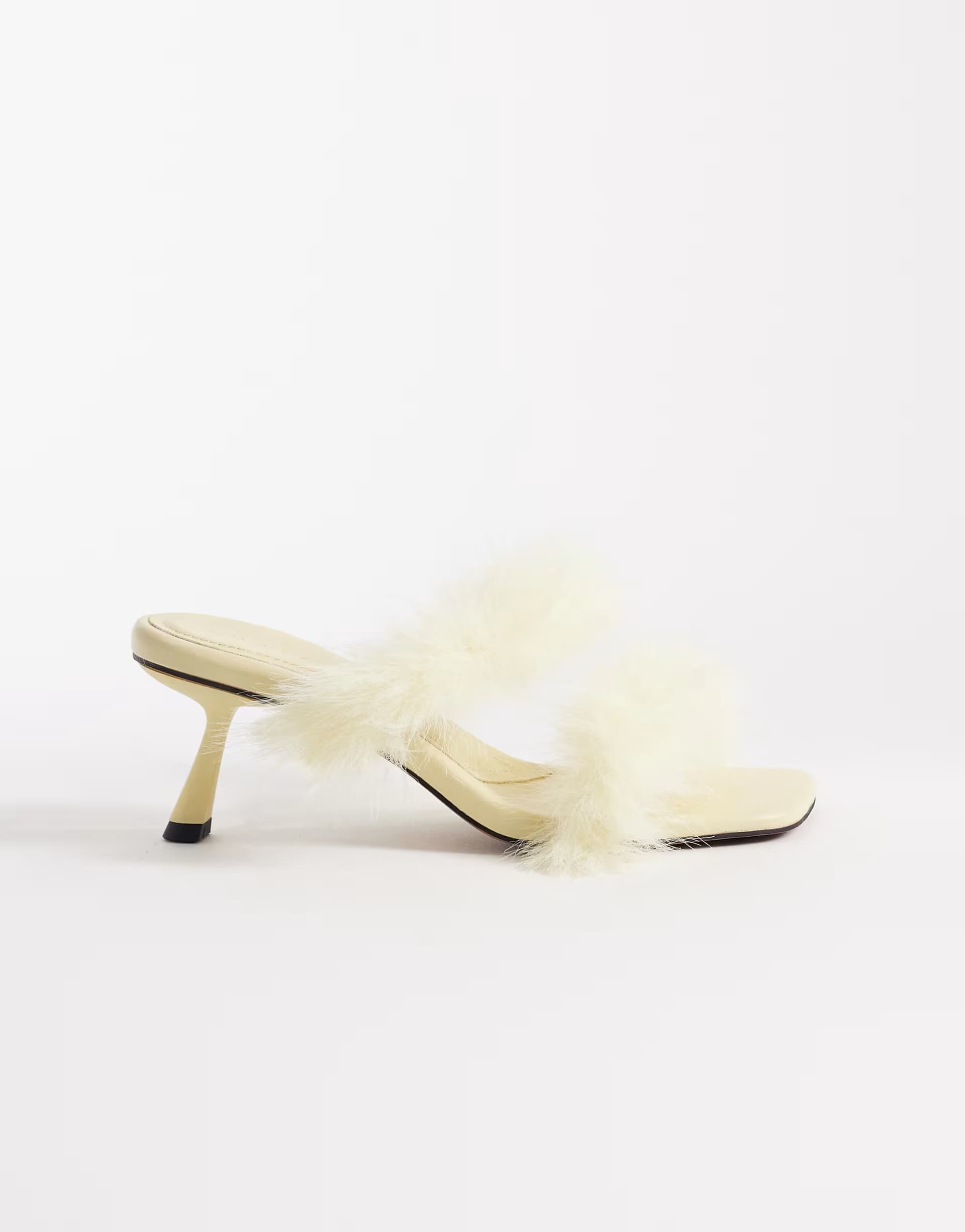 ASOS ASOS DESIGN Hercules faux fur minimal mid heeled mules in lemon
