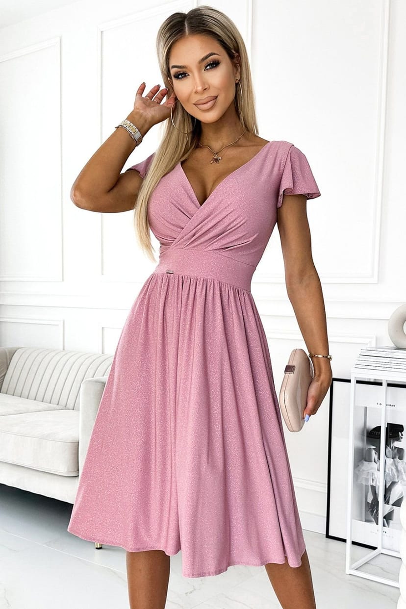 Love Lace Love Lace Women's Dirty Pink Shiny Flared Envelope Dress - 1
