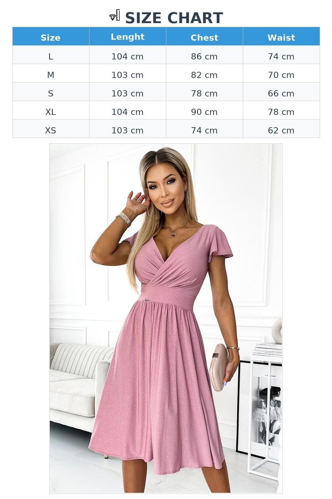 Love Lace Love Lace Women's Dirty Pink Shiny Flared Envelope Dress - 4