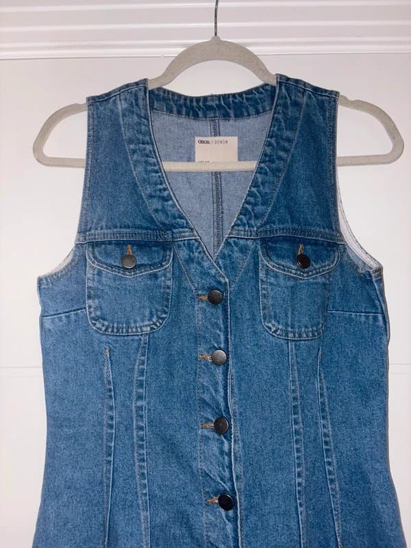 ASOS Asos Blue Denim Button Down Midaxi Dress Size 10 Funky Y2k Retro Unusual Fashion summer winter