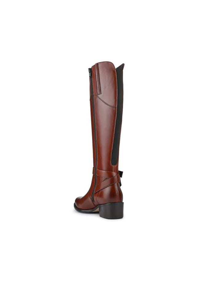 Jones Bootmaker Jones Bootmaker Women's Phoebe Slim Calf-Fit Leather Long Boots in Tan - 3