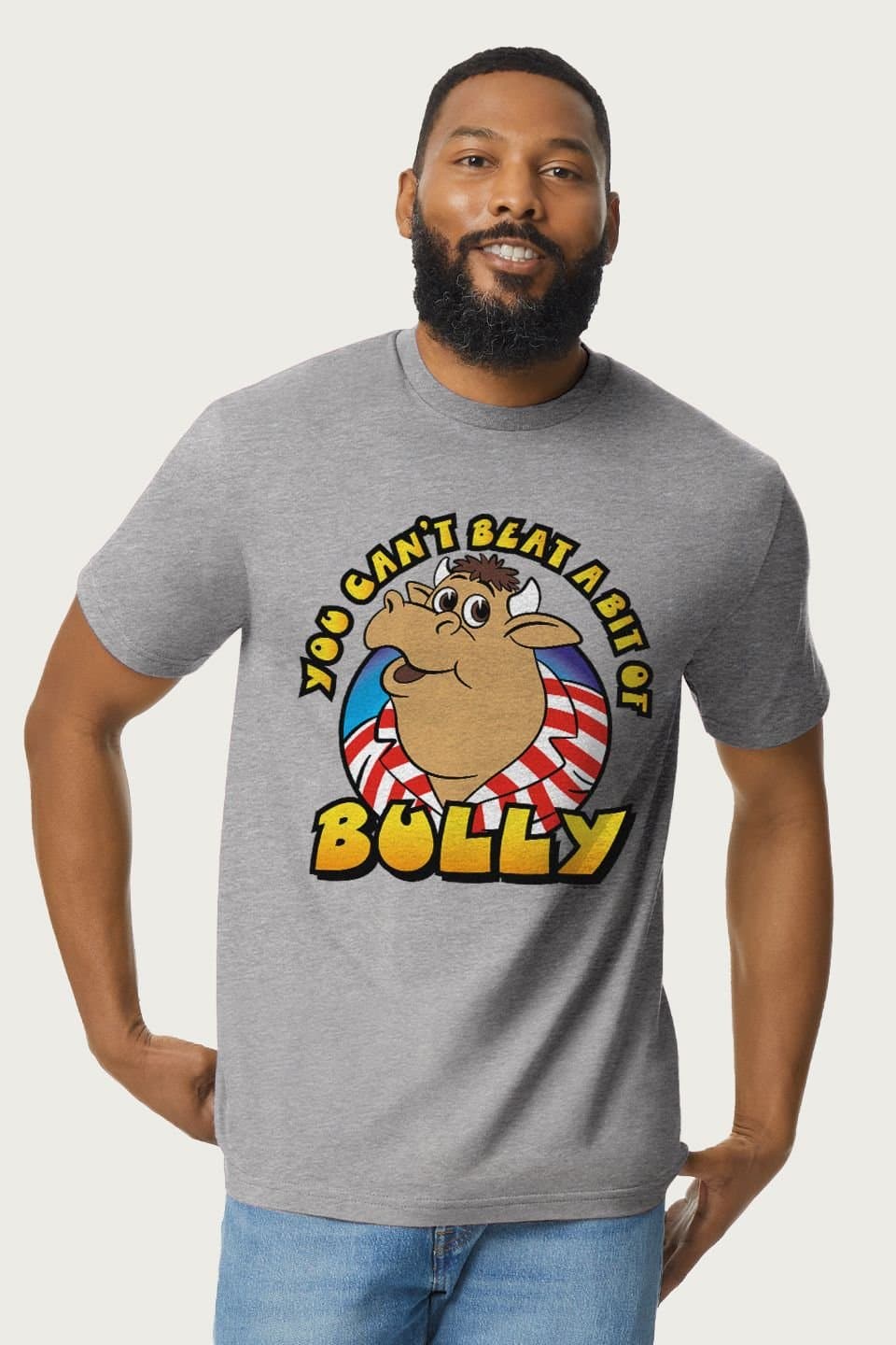 Bullseye Bullseye Men's You Cant Beat A Bit Of Bully T-Shirt in Mid Grey