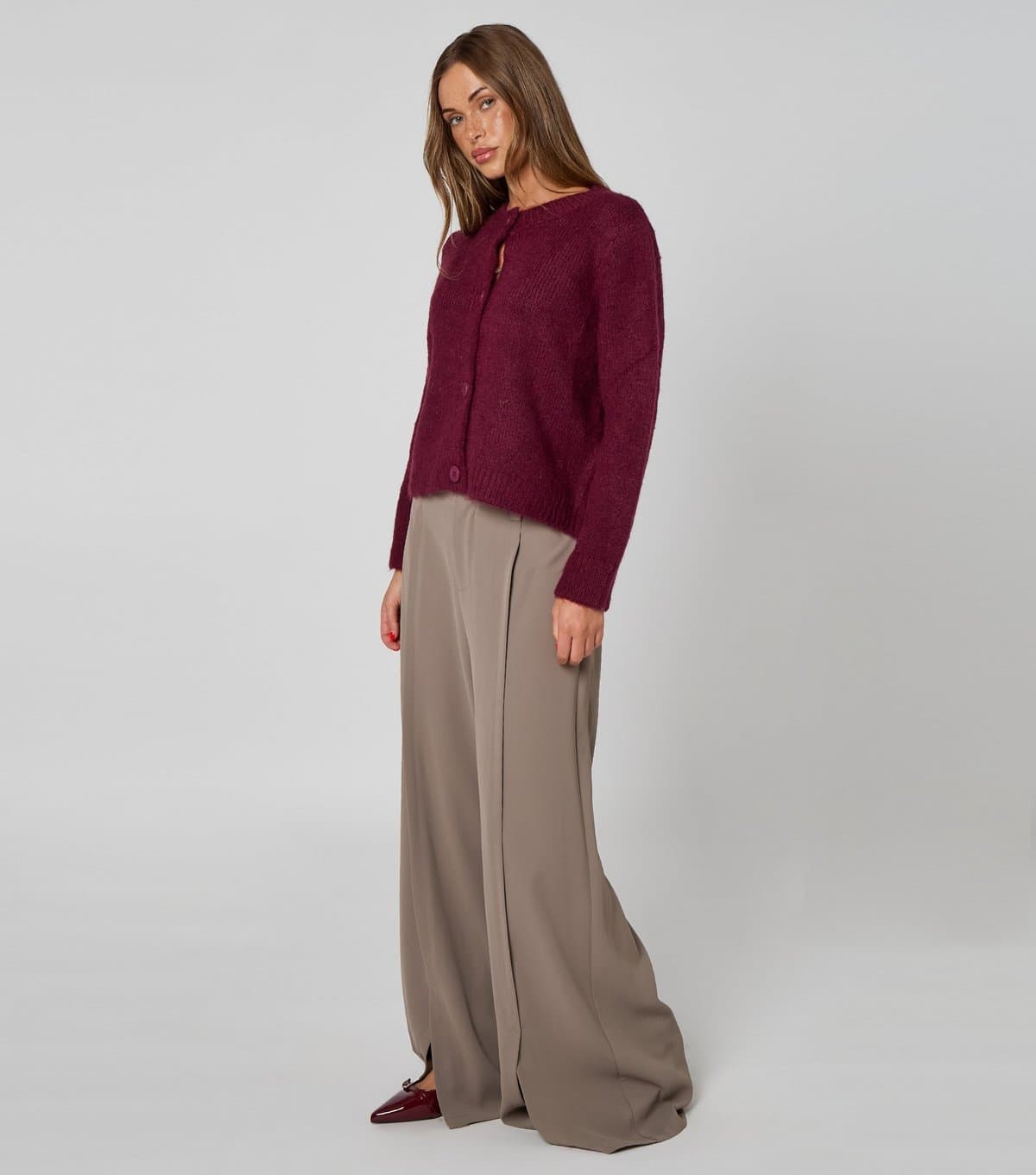 Urban Bliss Women's Dark Burgundy Cropped Cardigan Urban Bliss New Look