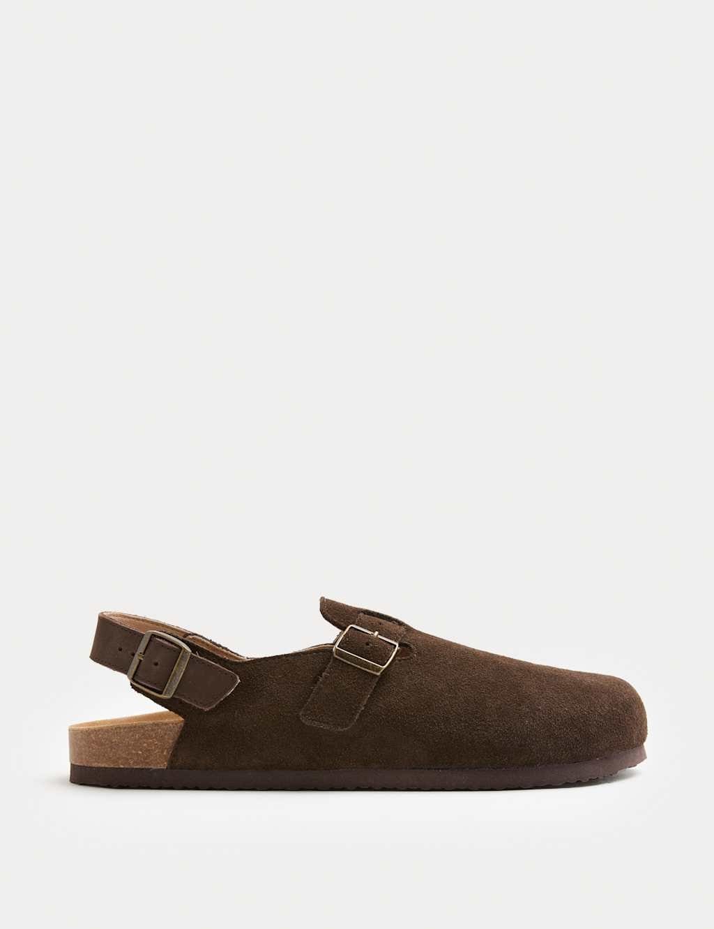 Marks & Spencer M&S Suede Backstrap Mules Brown - 1
