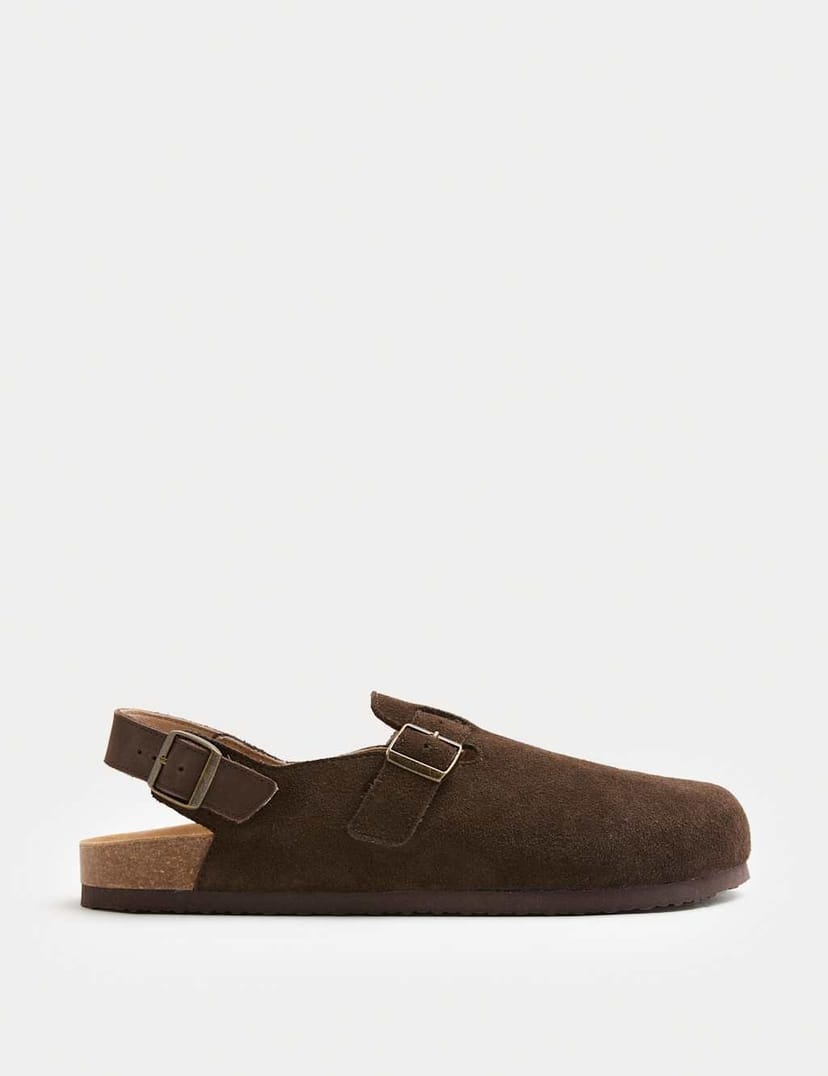 Marks & Spencer M&S Suede Backstrap Mules Brown - 1