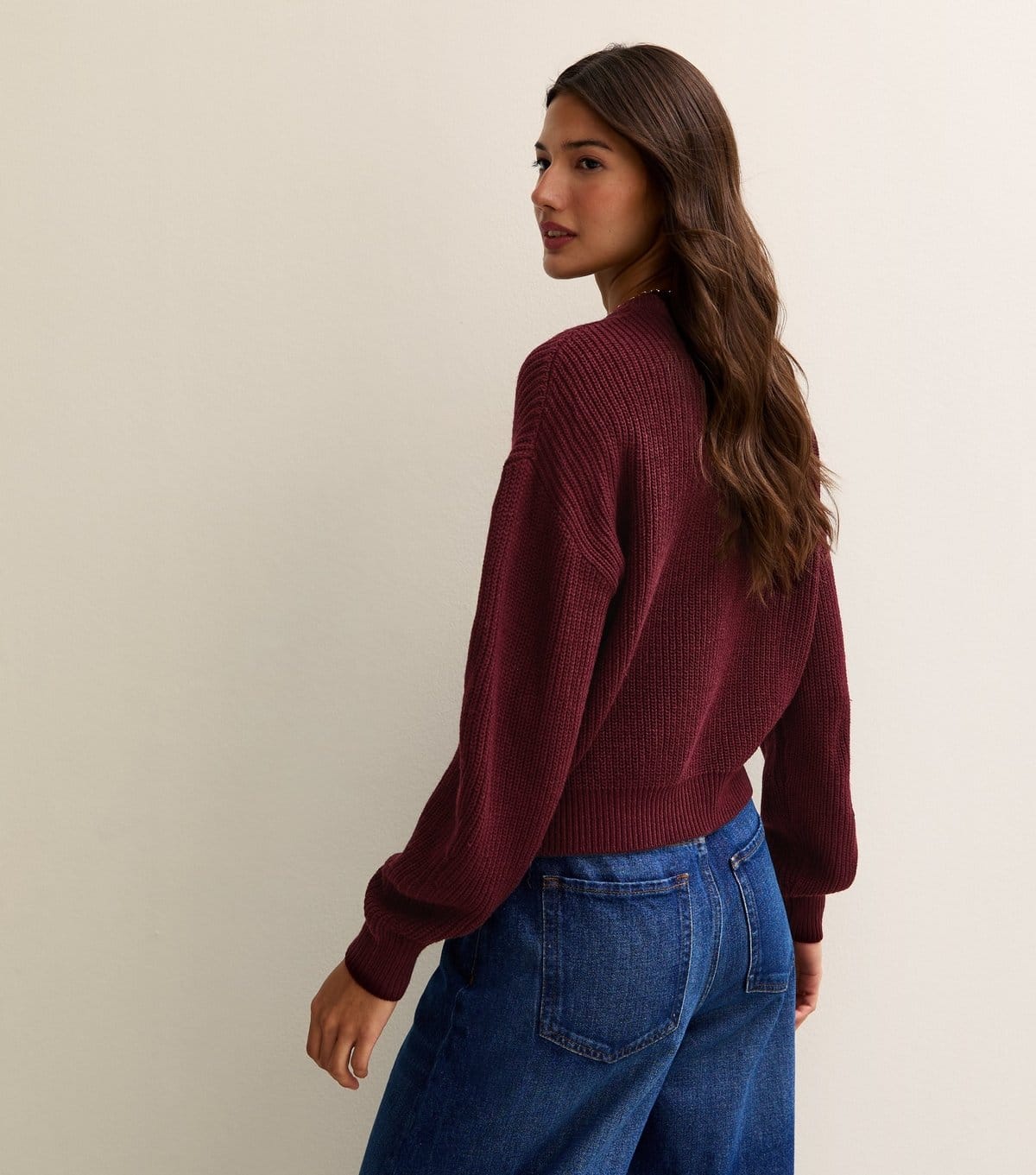 New Look Women's Dark Burgundy Ribbed Crew Neck Knit Jumper New Look - 4