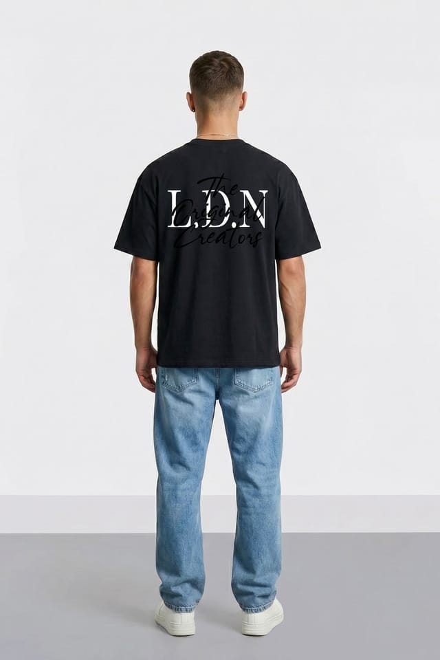 LONDON ATTITUDE LONDON ATTITUDE Men's Original Creators Oversized Heavyweight Streetwear Graphic T-Shirt in Black - 3