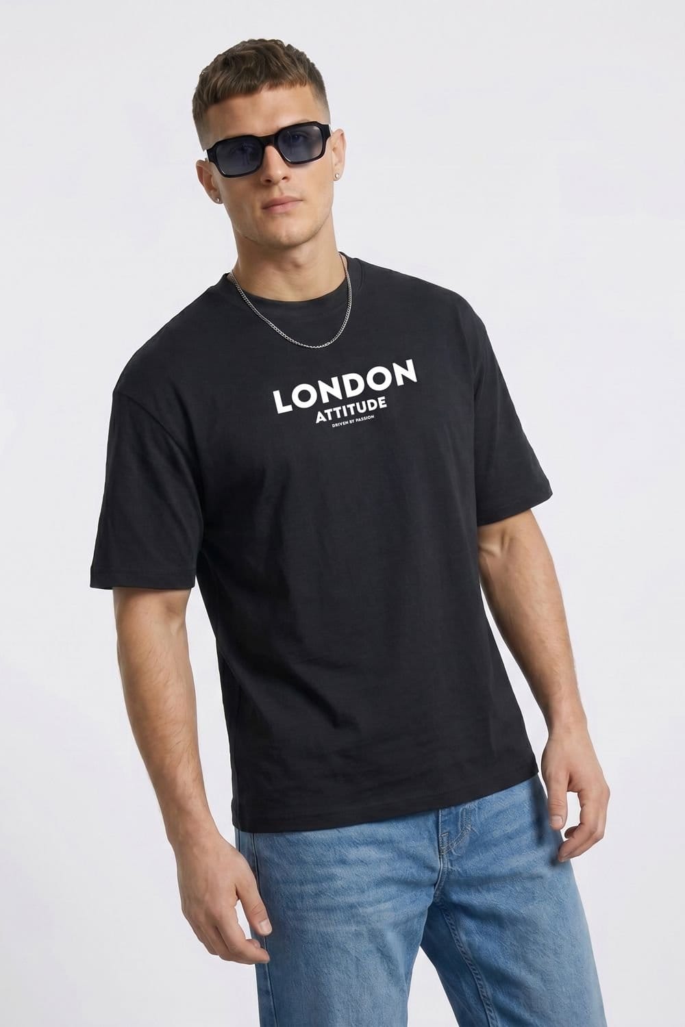 LONDON ATTITUDE LONDON ATTITUDE Men's Original Creators Oversized Heavyweight Streetwear Graphic T-Shirt in Black - 4
