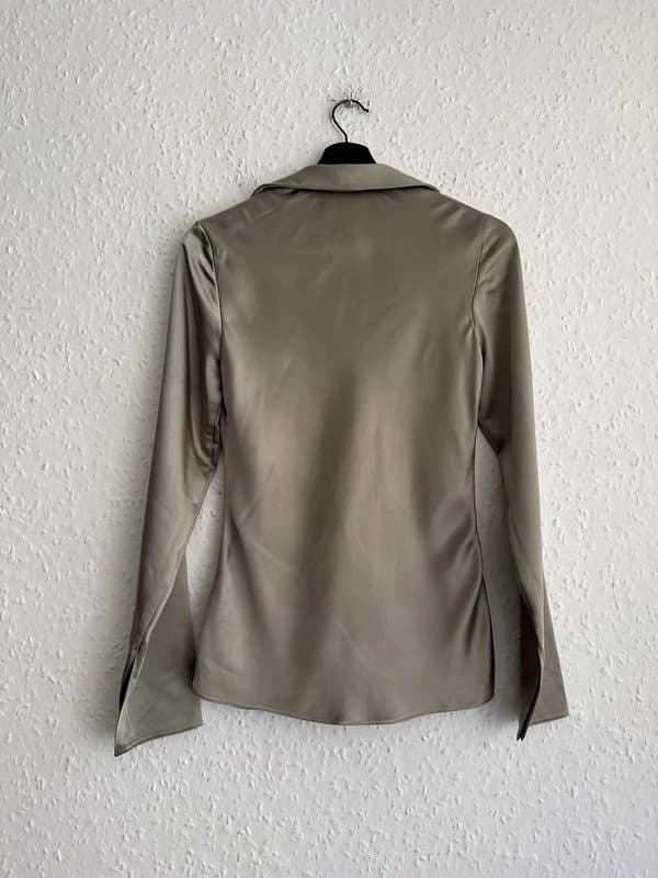 Zara Women’s Zara Grey Satin Front Tie Blouse - size S