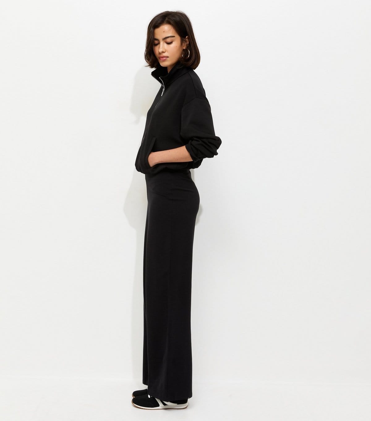 New Look Black Stretch Jersey Wide Leg Leggings