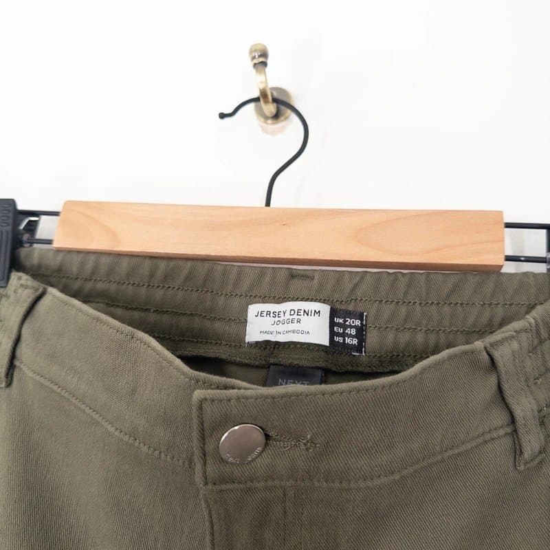Next Next Jersey Denim Jogger Trousers Size 20 Regular Dark Green Utility Pant