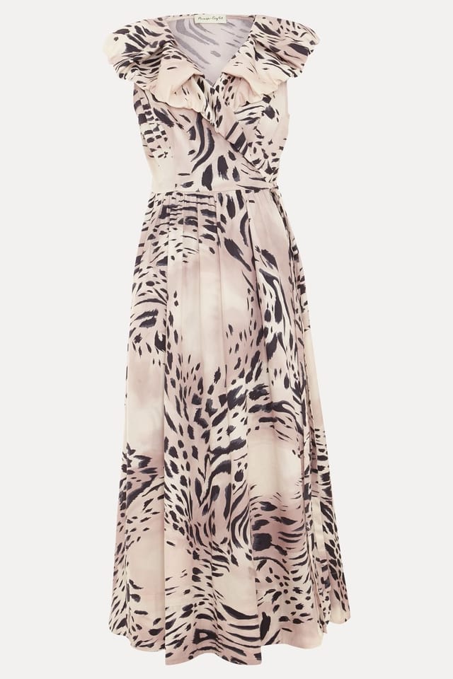 Phase Eight Phase Eight Women's Trix Leopard V-Neck Dress in Light Beige - 2