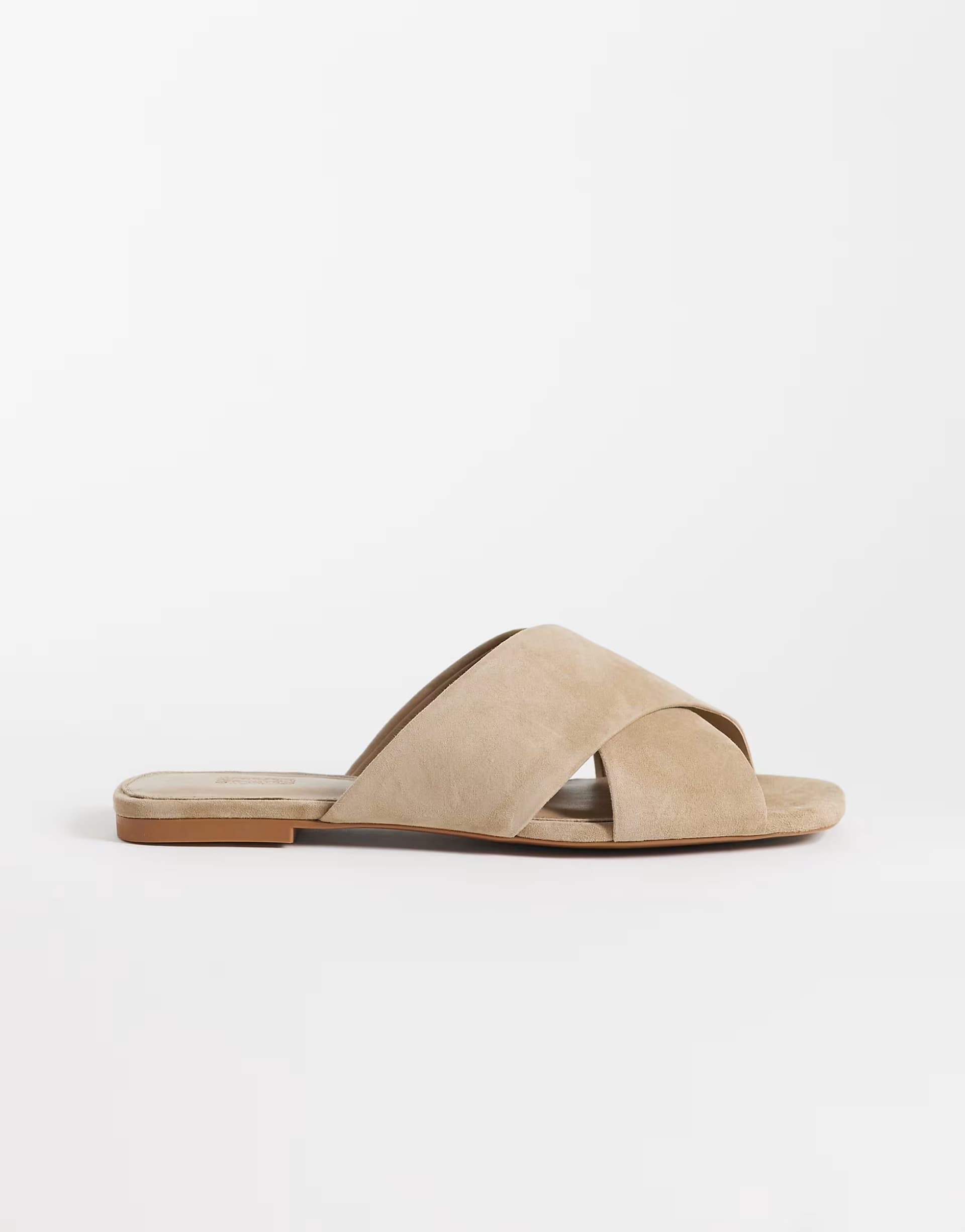 ASOS & Other Stories premium suede flat sandals in light beige