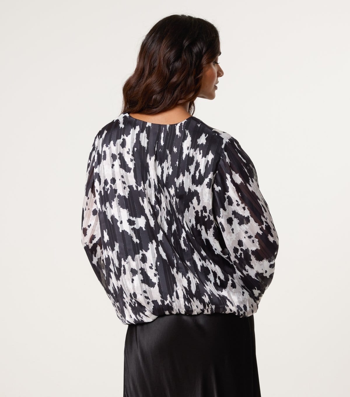 Blue Vanilla Women's Black Abstract Pattern Bubble Hem Blouse Blue Vanilla New Look - 4