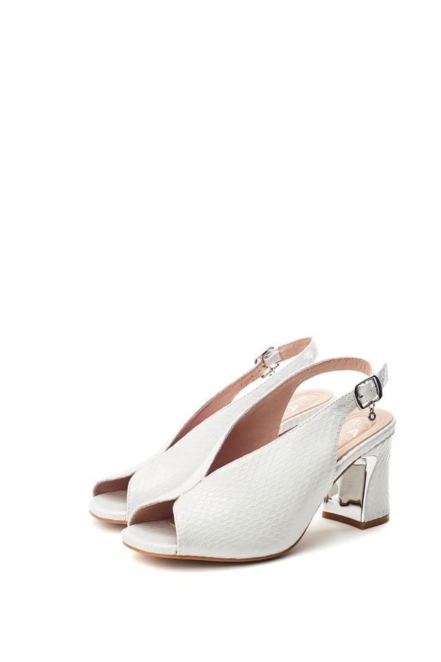 Moda In Pelle Moda In Pelle Women's 'Love' Snake Print Heeled Sandals in White - 2