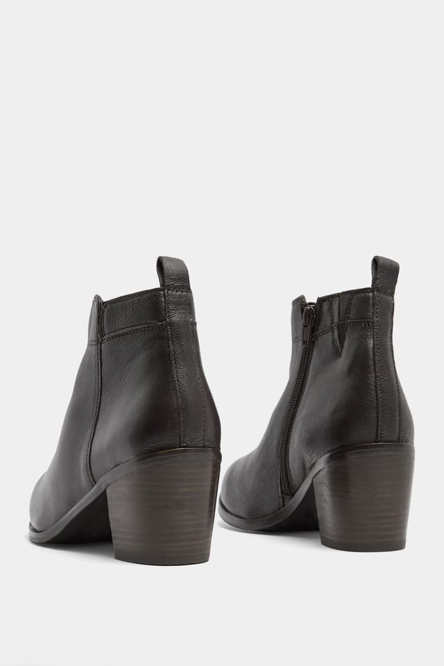 Yours Yours Women's Leather Heeled Ankle Boots In Wide E Fit in Dark Brown - 2