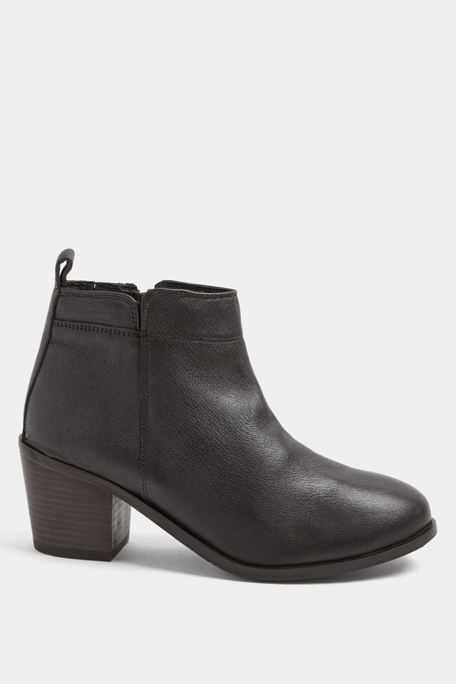 Yours Yours Women's Leather Heeled Ankle Boots In Wide E Fit in Dark Brown - 3