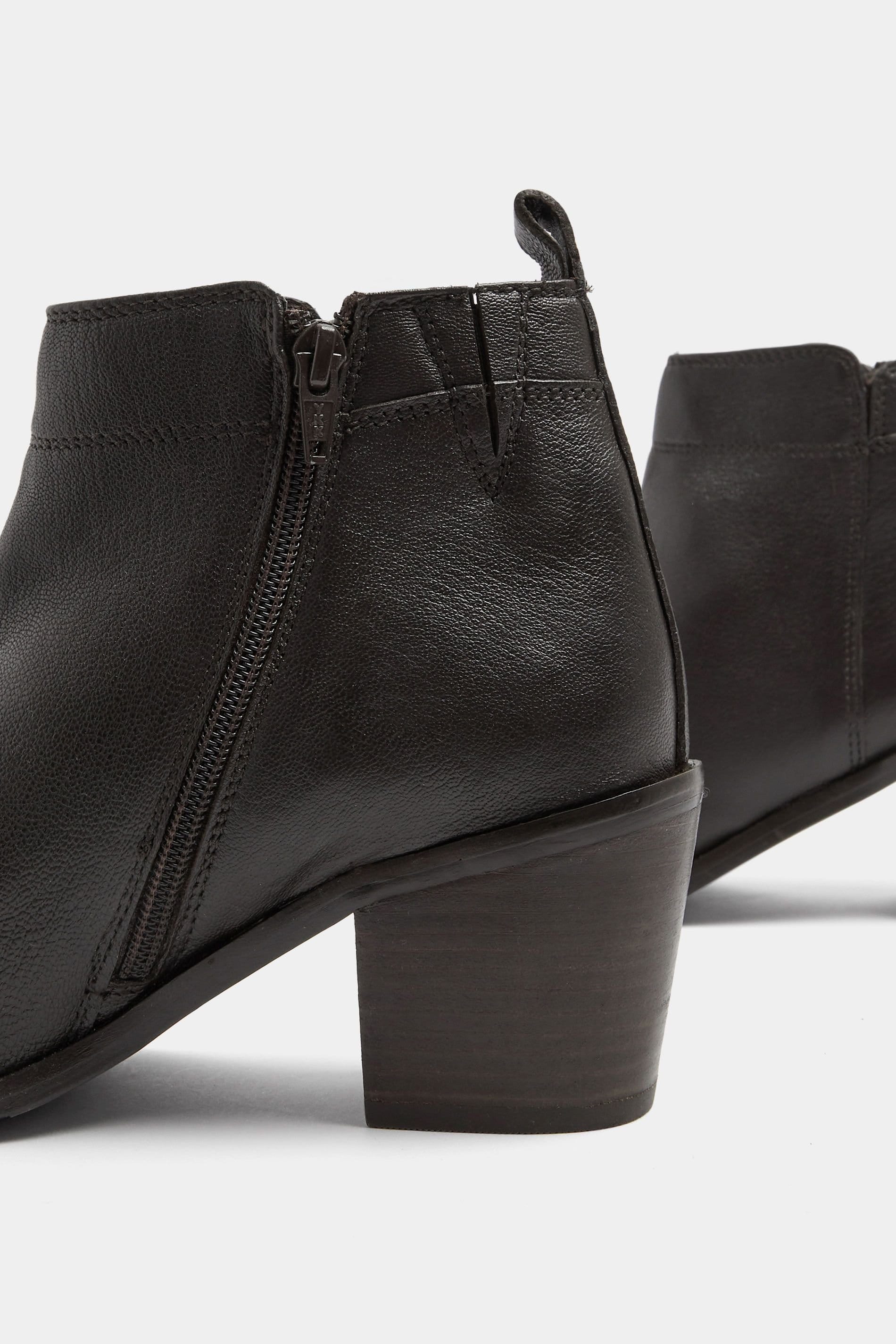Yours Yours Women's Leather Heeled Ankle Boots In Wide E Fit in Dark Brown - 4