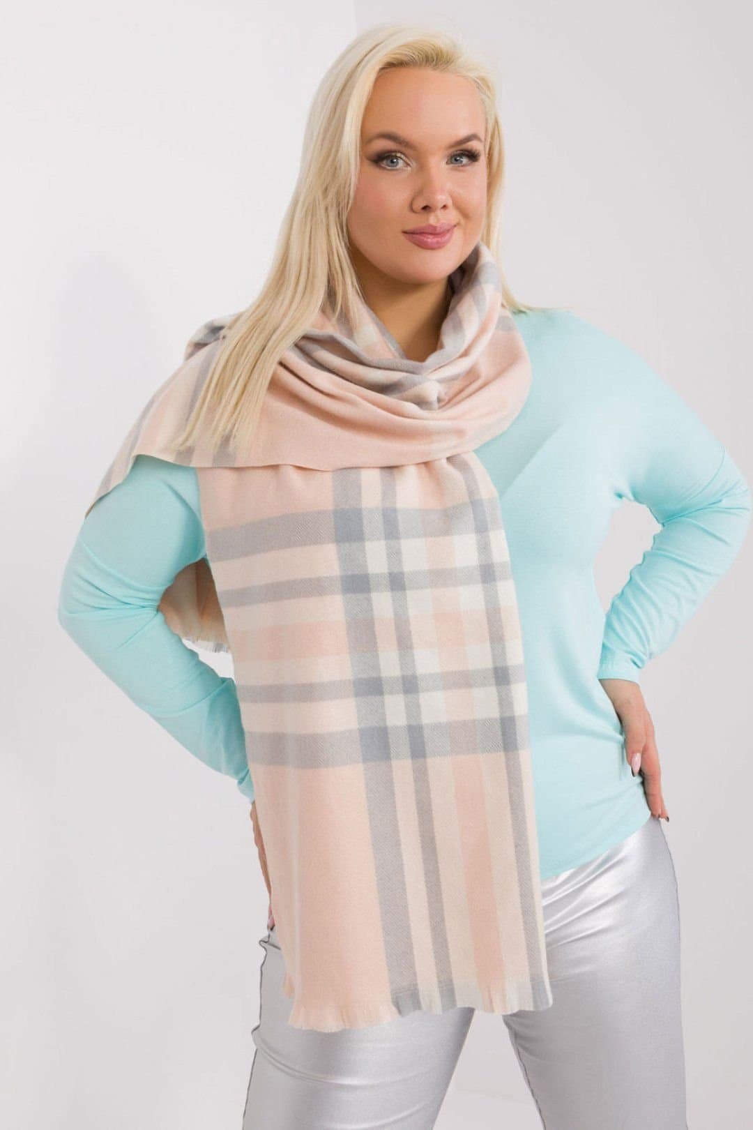 Love Lace Love Lace Pink Plaid Polyester Scarf for Fall Winter