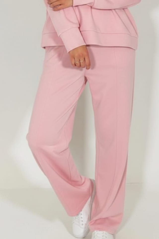 STYLEWISE STYLEWISE Women's Rugby Top & Straight Leg Trouser Co-ord Set - Interlock - Two Piece in Pink - 3