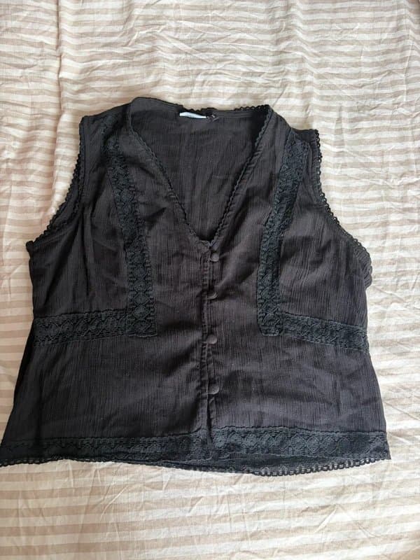 ASOS Black lace waistcoat top