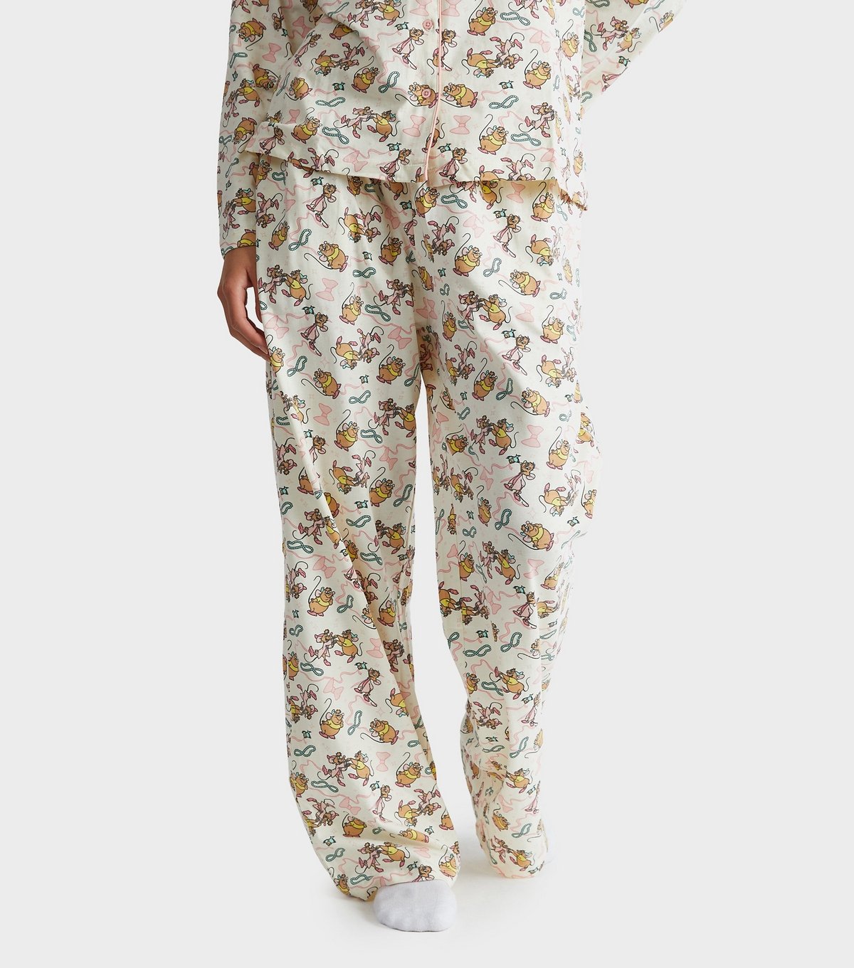 Skinnydip Women's Cream Cinderlla Mice Print Shirt and Trousers Pyjama Set Skinnydip New Look - 4