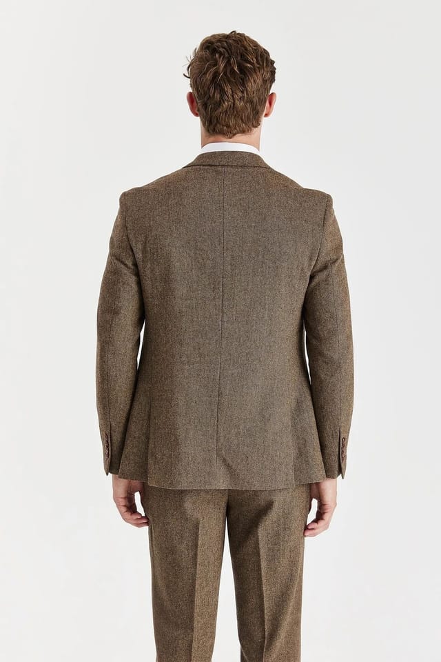 Paul Andrew Paul Andrew Men's Blazer Wool Blend Tweed Sport Coat Tailored Fit in Brown - 3